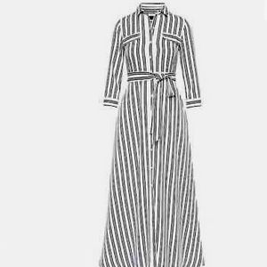 NEW WOMEN'S BANANA REPUBLIC STRIPE MAXI SHIRTDRESS SHIRT DRESS Size 2P